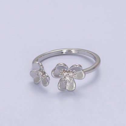 Dainty Daisy Ring in Gold / Silver Open Adjustable Flower Ring U-493 U-494