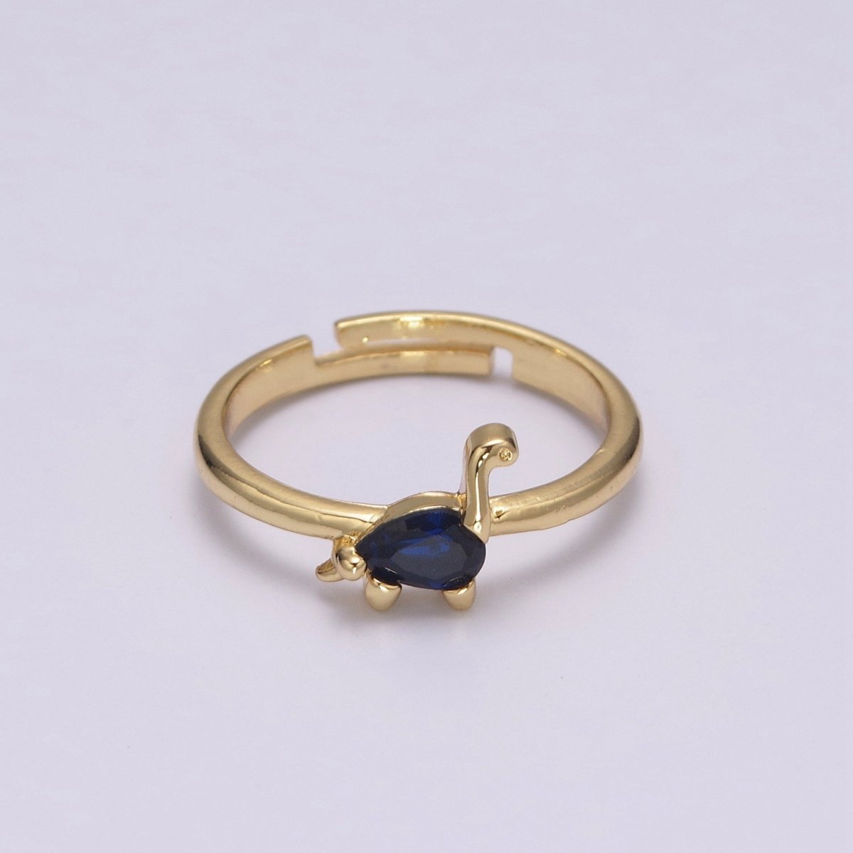 Dainty Dino Ring • Minimalist Dinosaurus Ring • Gold Open Adjustable Ring Cute Kawaii Dino U-151 ~ U-158