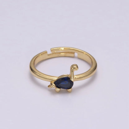 Dainty Dino Ring • Minimalist Dinosaurus Ring • Gold Open Adjustable Ring Cute Kawaii Dino U-151 ~ U-158