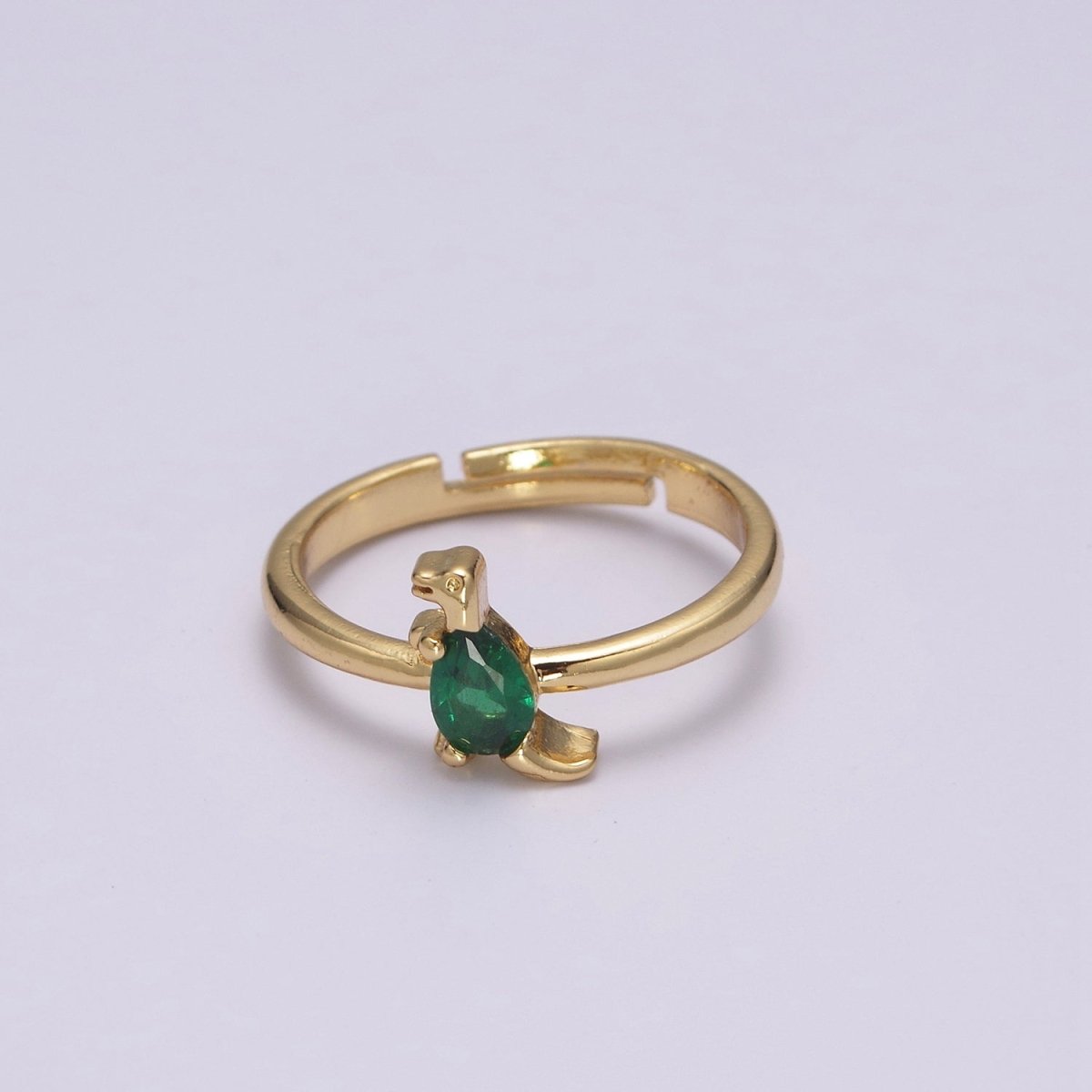 Dainty Dino Ring • Minimalist Dinosaurus Ring • Gold Open Adjustable Ring Cute Kawaii Dino U-151 ~ U-158