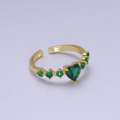 Dainty Emerald Green Heart Cz Stone Ring O-2106
