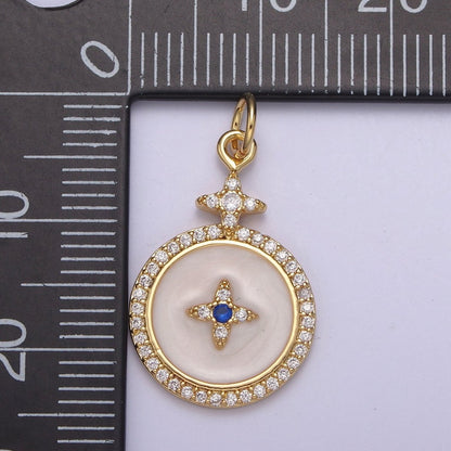 14K Gold Filled Celestial Star Micro Paved White Enamel Charm in Gold &amp; Silver | AC424