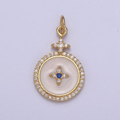 14K Gold Filled Celestial Star Micro Paved White Enamel Charm in Gold &amp; Silver | AC424