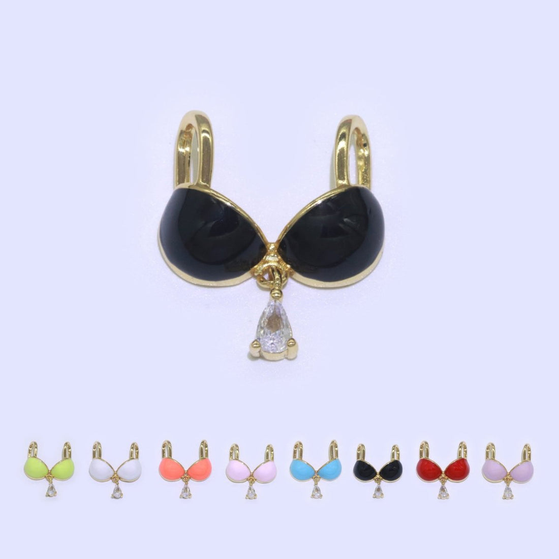 Dainty Enamel Bra Charm Cubic Dangle Tear Drop Shape Pendant 14K Gold Filled Bikini Charm for Statement Minimalist Necklace for Women F-884~F-891
