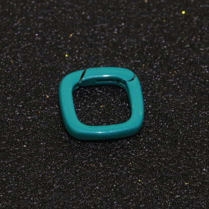 Dainty Enamel Spring Gate Ring, Push Gate ring, 12mm Square Ring, Charm Holder Pink Green Red Clasp for Link Connector Clasp L-410~L-418