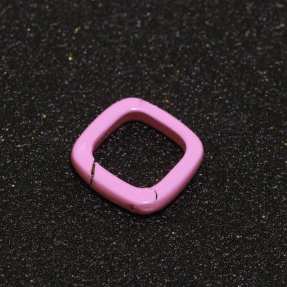 Dainty Enamel Spring Gate Ring, Push Gate ring, 12mm Square Ring, Charm Holder Pink Green Red Clasp for Link Connector Clasp L-410~L-418