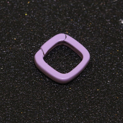 Dainty Enamel Spring Gate Ring, Push Gate ring, 12mm Square Ring, Charm Holder Pink Green Red Clasp for Link Connector Clasp L-410~L-418