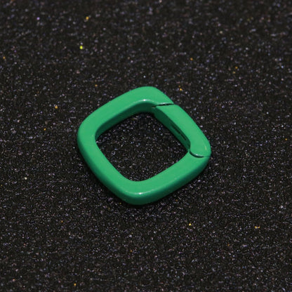 Dainty Enamel Spring Gate Ring, Push Gate ring, 12mm Square Ring, Charm Holder Pink Green Red Clasp for Link Connector Clasp L-410~L-418