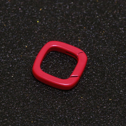 Dainty Enamel Spring Gate Ring, Push Gate ring, 12mm Square Ring, Charm Holder Pink Green Red Clasp for Link Connector Clasp L-410~L-418
