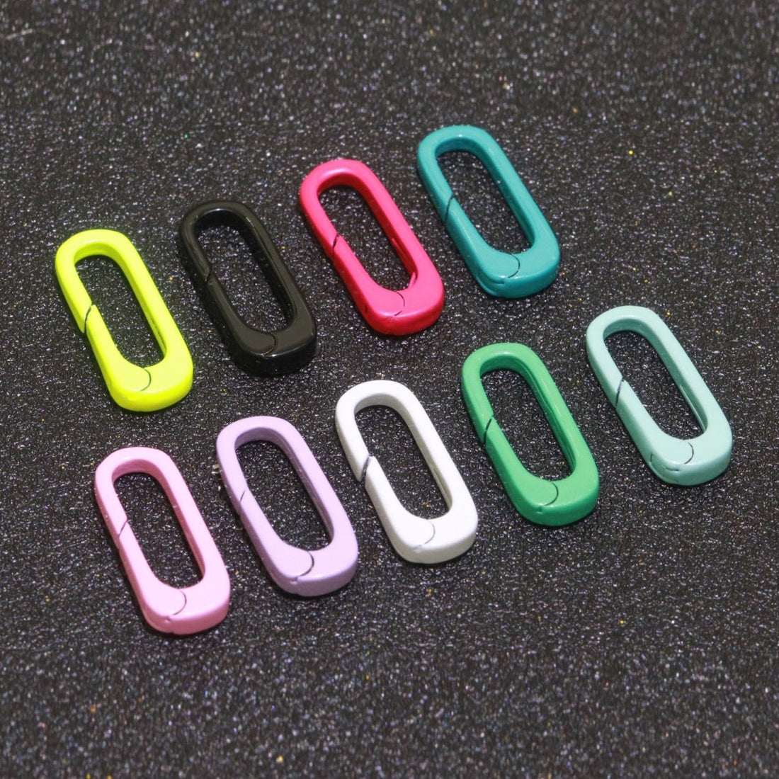 Dainty Enamel Spring Gate Ring, Push Gate ring, 18.5mm Oval Ring, Charm Holder Pink Green Red Clasp for Link Connector Clasp L-419~L-427