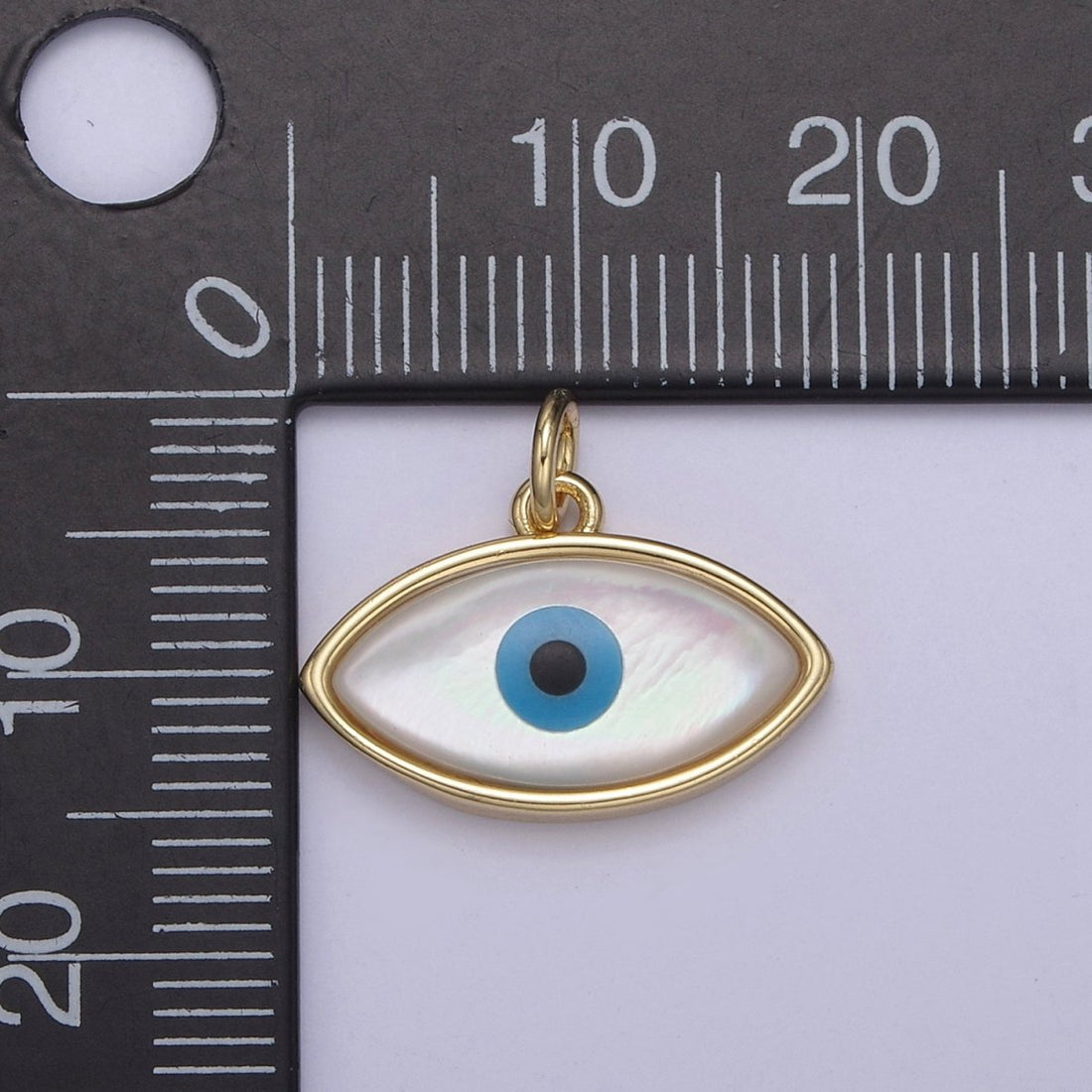 Dainty Evil Eye Charm 14K Gold Filled Shell Pearl Evil Eye Pendant for Add on Charm N-818