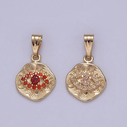Dainty Evil Eye Charm with Orange / Topaz Cubic Zirconia Pendant J-425 J-426