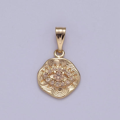 Dainty Evil Eye Charm with Orange / Topaz Cubic Zirconia Pendant J-425 J-426