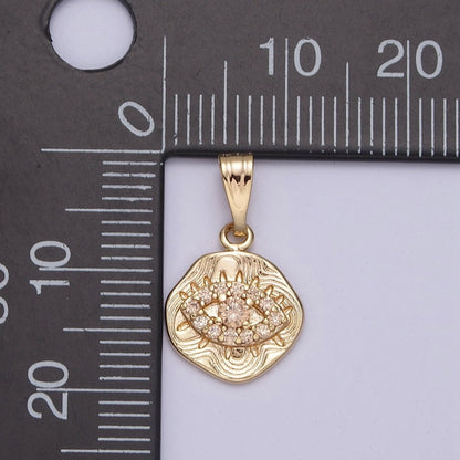 Dainty Evil Eye Charm with Orange / Topaz Cubic Zirconia Pendant J-425 J-426