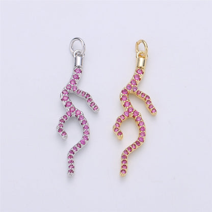 Dainty Fire Charm Micro Pave Gold Fiery hot Root Charm gift Heat Dangle Pendant Drop Pendant for Necklace Earring Supply C-906