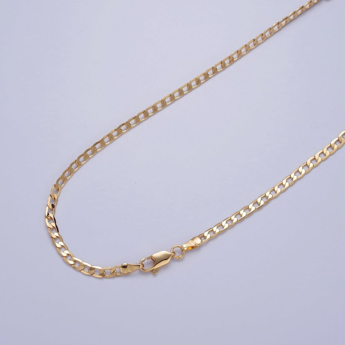 Dainty Flat Curb Chain 18k Gold Filled Chain, Thin Choker Layer Necklace 3.4mm, Chain | WA-906 WA-907 WA-908 Clearance Pricing
