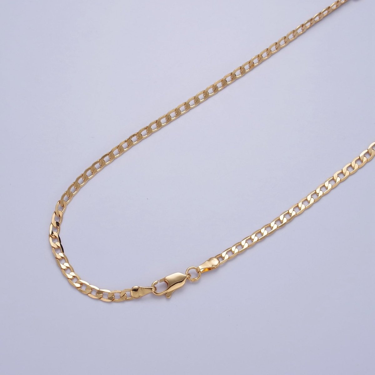 Dainty Flat Curb Chain 18k Gold Filled Chain, Thin Choker Layer Necklace 3.4mm, Chain | WA-906 WA-907 WA-908 Clearance Pricing
