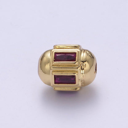 Dainty Gold Barrel Bead Spacer Cubic Zirconia 15x12mm for Bracelet Component  B-105, B-106