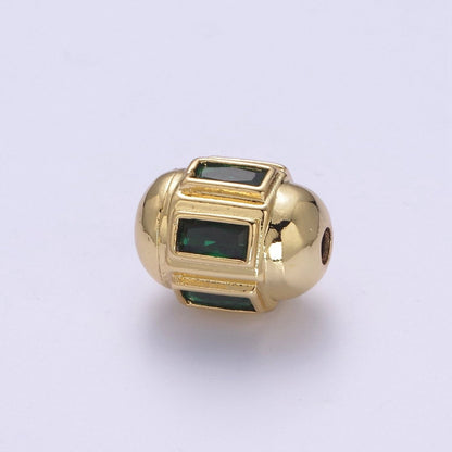 Dainty Gold Barrel Bead Spacer Cubic Zirconia 15x12mm for Bracelet Component  B-105, B-106