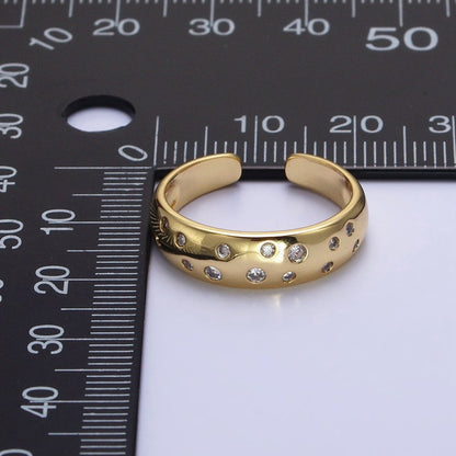 Dainty Gold Bubble Round CZ Band Ring for Minimalist Jewelry R-092