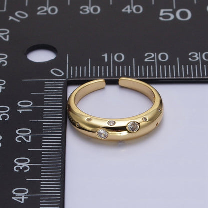 Dainty Gold Bubble Round CZ Band Ring for Minimalist Jewelry R-238