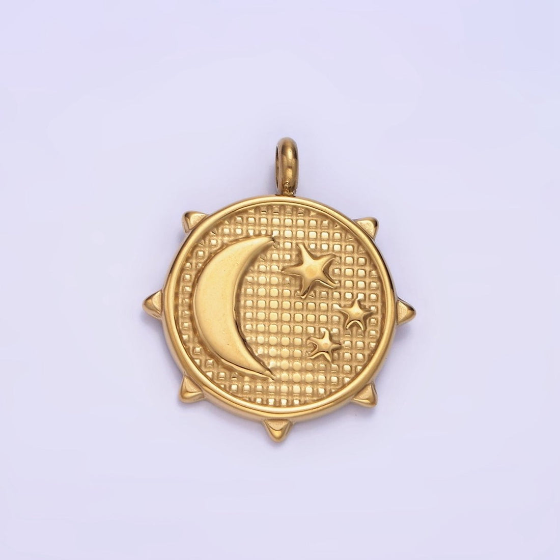 Dainty Gold Crescent Moon Mini Charm Pendant Moon and Star Medallion Pendant Stainless Steel Findings P1379