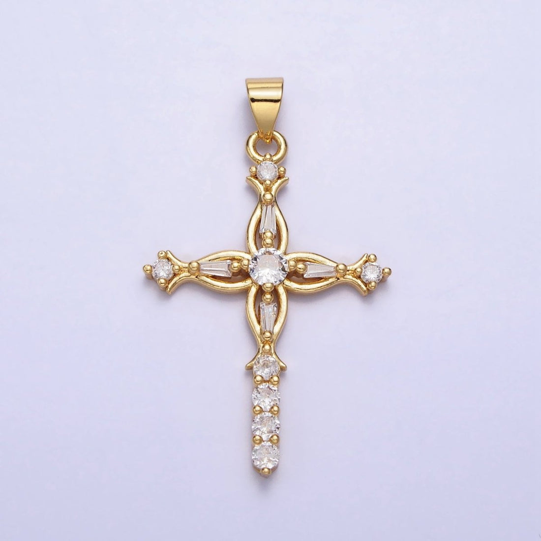 Dainty Gold Cross Pendant Micro Pave Cz Cross Charm AA-254