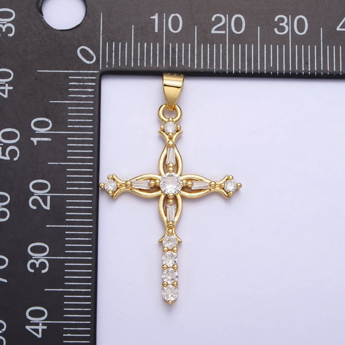 Dainty Gold Cross Pendant Micro Pave Cz Cross Charm AA-254