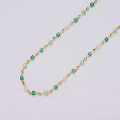 Dainty Gold Cube Beaded Chain for Jewelry Making Gold Satellite Crystal Bead Chain by Yard | ROLL-1390