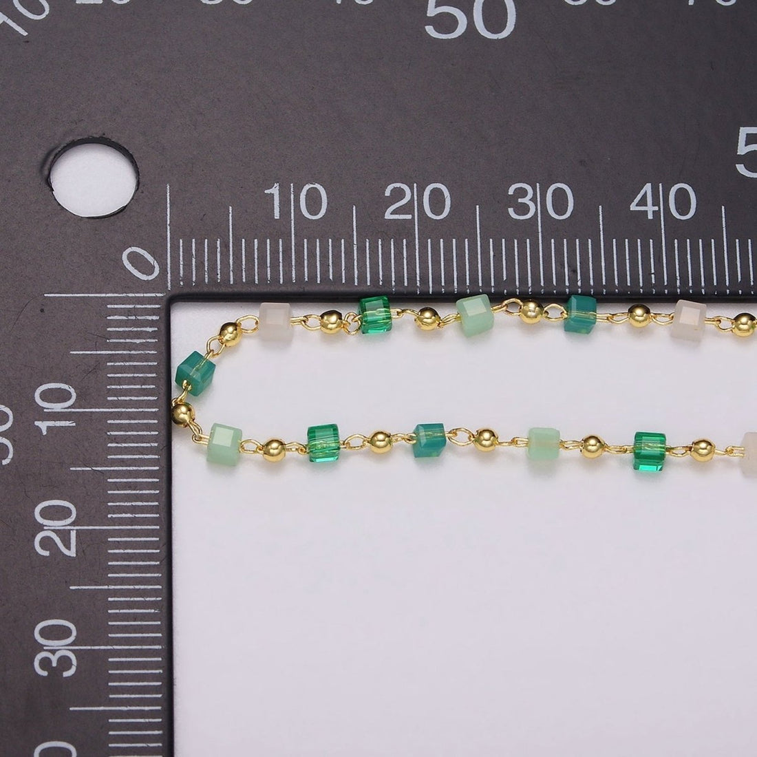 Dainty Gold Cube Beaded Chain for Jewelry Making Gold Satellite Crystal Bead Chain by Yard | ROLL-1390