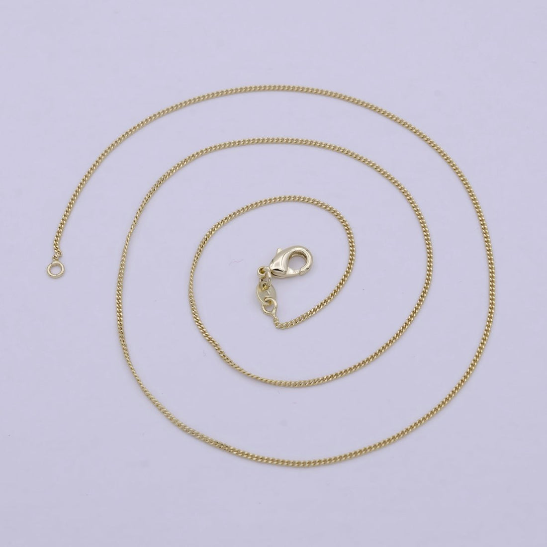 Dainty Gold Curb Chain Layer Necklace, 1 mm 18 inch Finished Chain Necklace Ready to Wear | WA-1741 Clearance Pricing