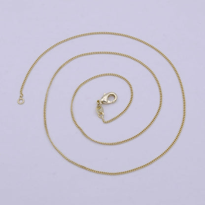 Dainty Gold Curb Chain Layer Necklace, 1 mm 18 inch Finished Chain Necklace Ready to Wear | WA-1741 Clearance Pricing