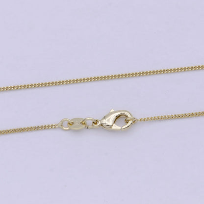 Dainty Gold Curb Chain Layer Necklace, 1 mm 18 inch Finished Chain Necklace Ready to Wear | WA-1741 Clearance Pricing