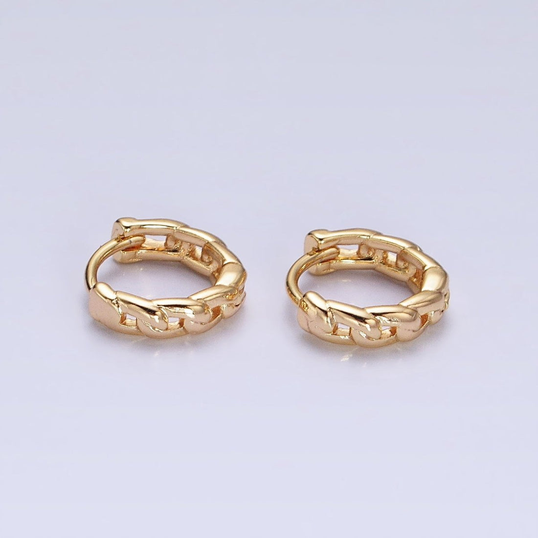 Dainty Gold Curb Link Chain Earring Minimalist Huggie Earring for Everyday Use AB666