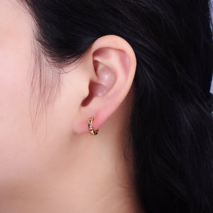 Dainty Gold Curb Link Chain Earring Minimalist Huggie Earring for Everyday Use AB666