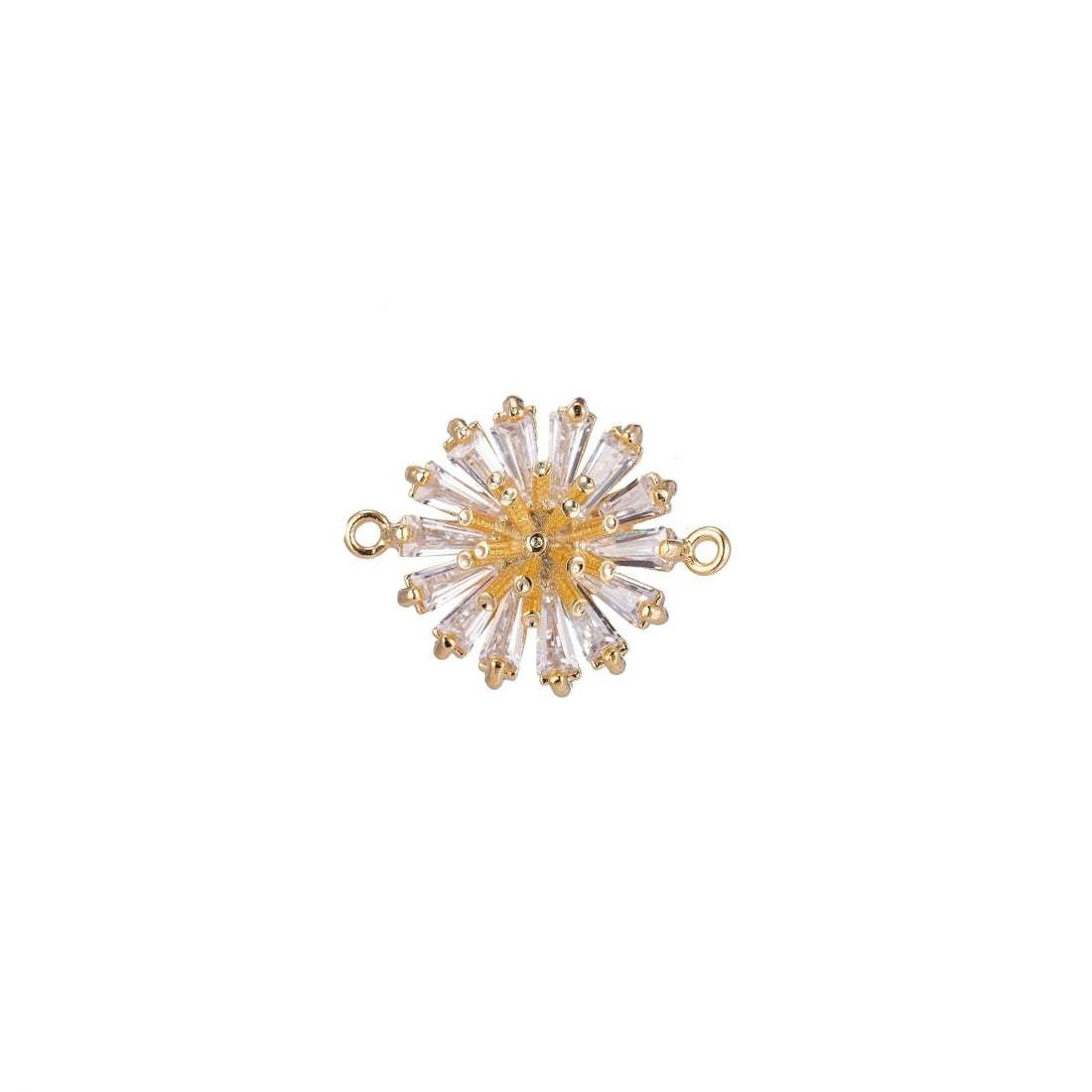 Dainty Gold Daisy Flower Crystal Bracelet Connector, Gorgeous Micro Pave CZ Charm, Nature Inspired Necklace Pendant for Jewelry Making F-739