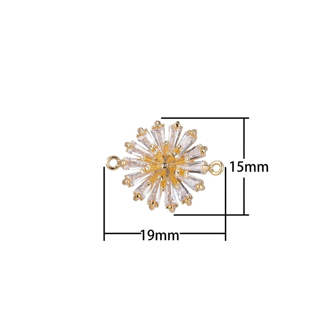 Dainty Gold Daisy Flower Crystal Bracelet Connector, Gorgeous Micro Pave CZ Charm, Nature Inspired Necklace Pendant for Jewelry Making F-739