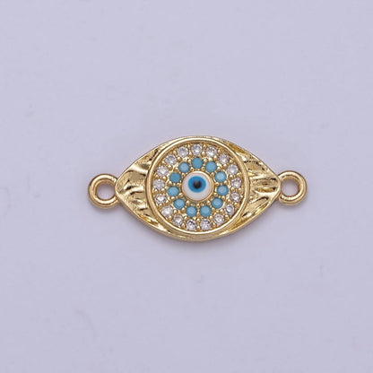 Dainty Gold Evil Eye Charm Connector F-414
