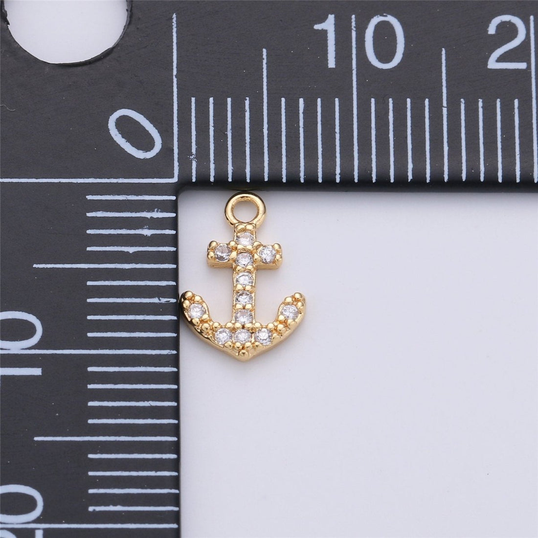 Dainty Gold Fill Anchor Charm Micro Pave Nautical Charm for Necklace Earring Bracelet 11mmx7mm K-144