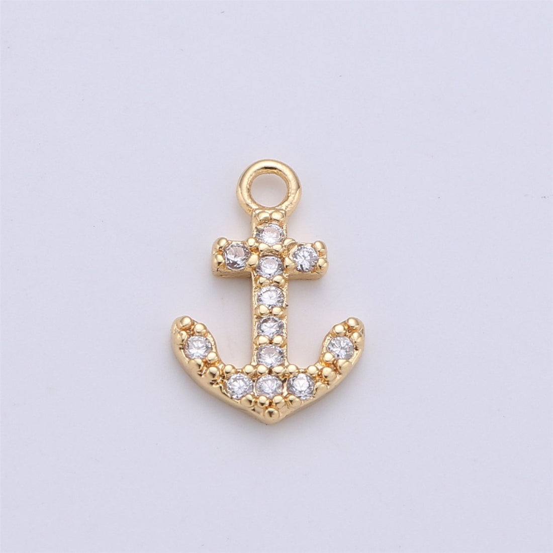 Dainty Gold Fill Anchor Charm Micro Pave Nautical Charm for Necklace Earring Bracelet 11mmx7mm K-144