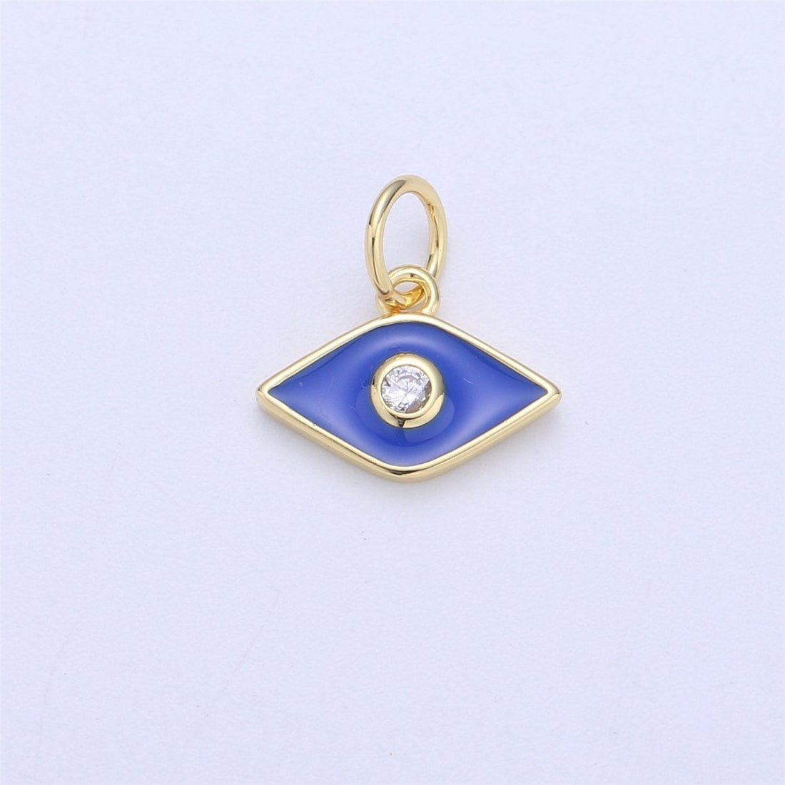 Dainty Gold Fill Blue Purple Teal White Enamel Evil Eye Charm, CZ Micro Pave Eye pendant for Necklace Bracelet Earring Charm Jewelry Supply, C-835