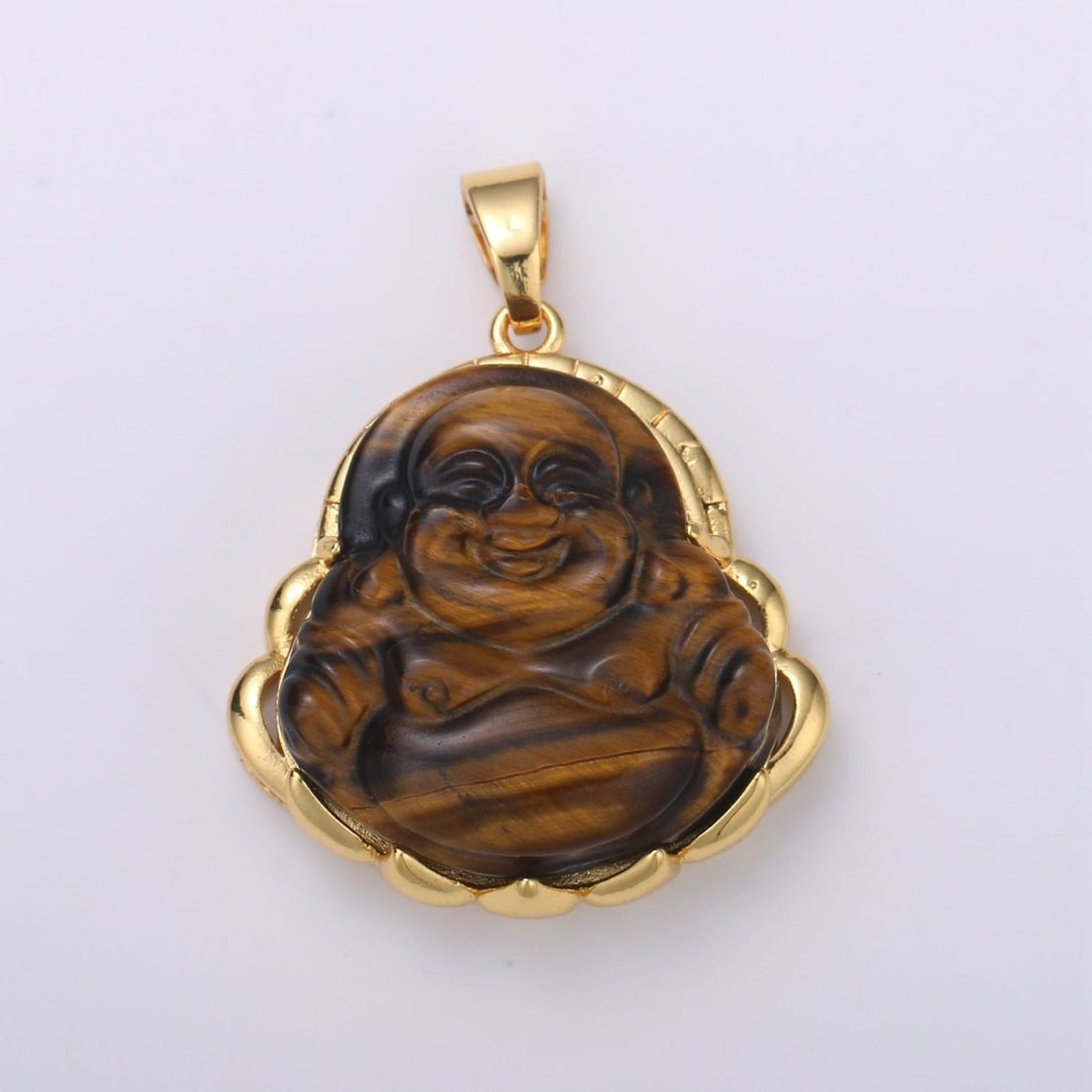 Dainty Gold Filled Buddha Pendant for Necklace Laughing Buddha Charm Tiger eye Buddha Pendant AH-281 - AH-290