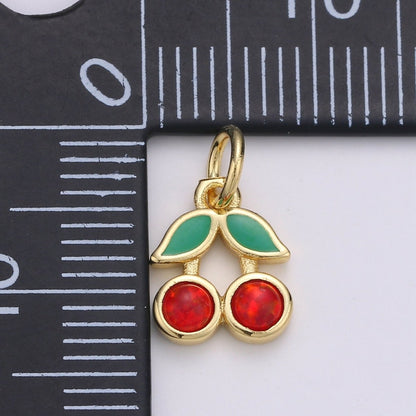 Dainty Gold Filled Cherry Charm E-017, E-019