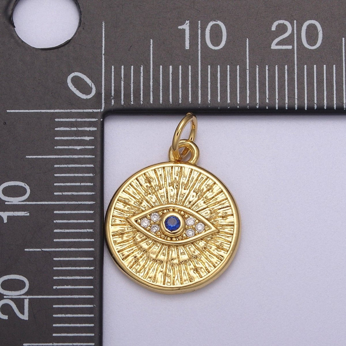 Dainty Gold Filled Coin Evil Eye Charm N-865