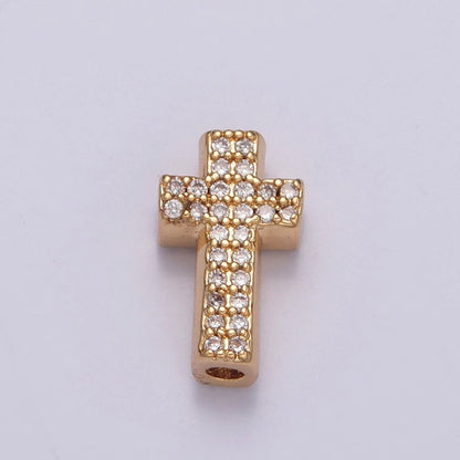Dainty Gold Filled Cross Bead Spacer Micro Pave CZ Bead for Bracelet Component W-902~W-907