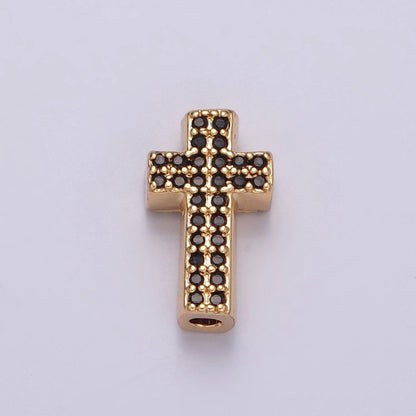Dainty Gold Filled Cross Bead Spacer Micro Pave CZ Bead for Bracelet Component W-902~W-907