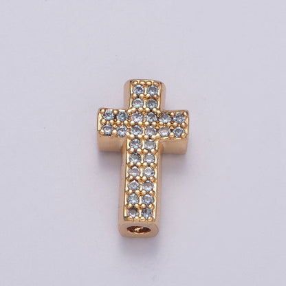Dainty Gold Filled Cross Bead Spacer Micro Pave CZ Bead for Bracelet Component W-902~W-907