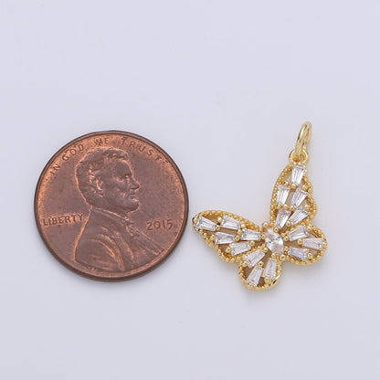 Dainty Gold Filled Crystal Butterfly Charm D-879 D-889
