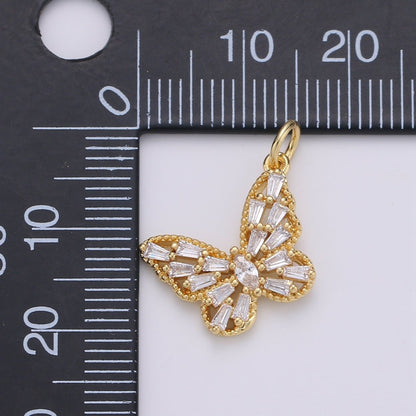 Dainty Gold Filled Crystal Butterfly Charm D-879 D-889