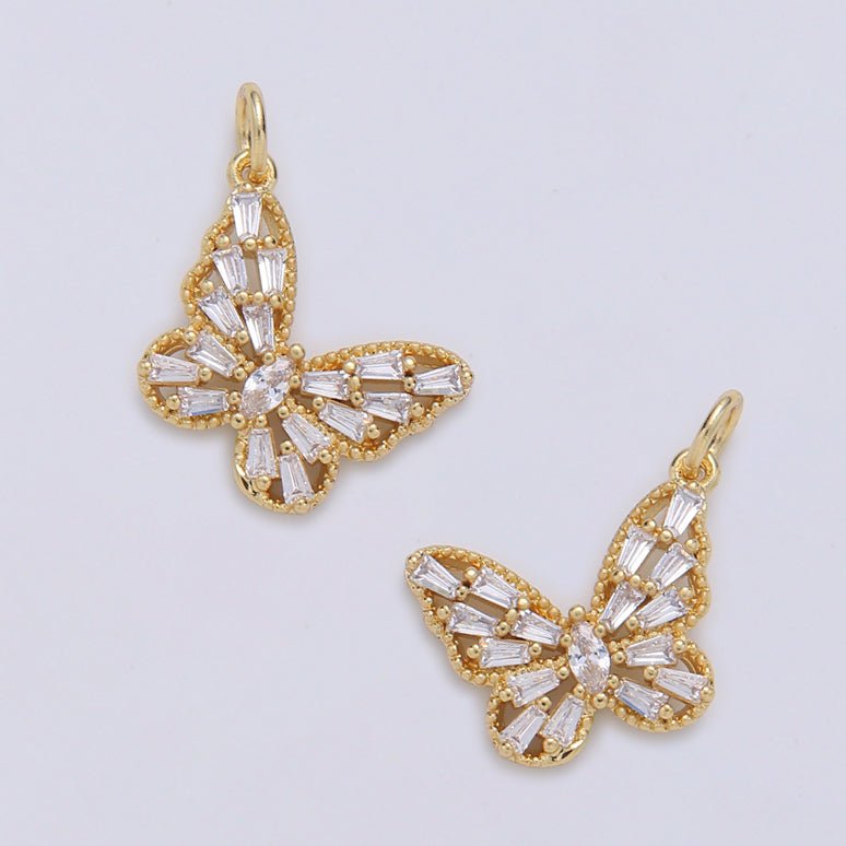 Dainty Gold Filled Crystal Butterfly Charm D-879 D-889